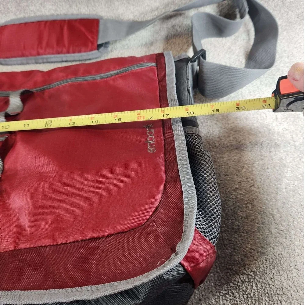 Embark Messenger Bag Burgundy Charcoal Grey Ripstop Laptop Travel Unisex Large